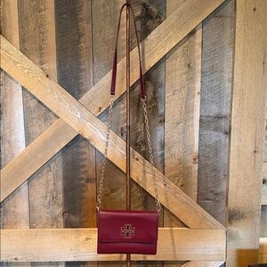Tory Burch Britten Combo Wine Red Crossbody Bag